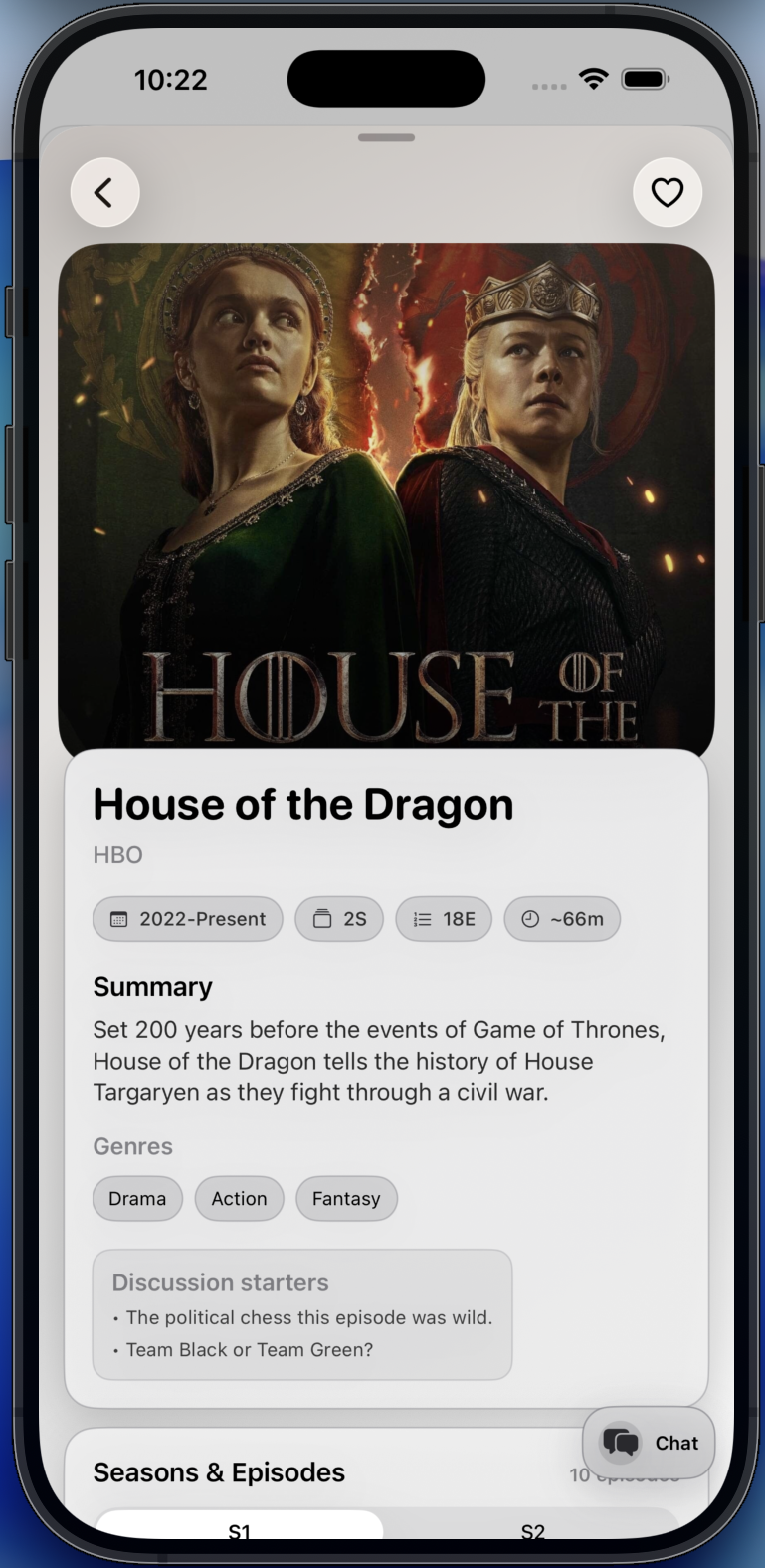 ShowZ V2 show detail screen